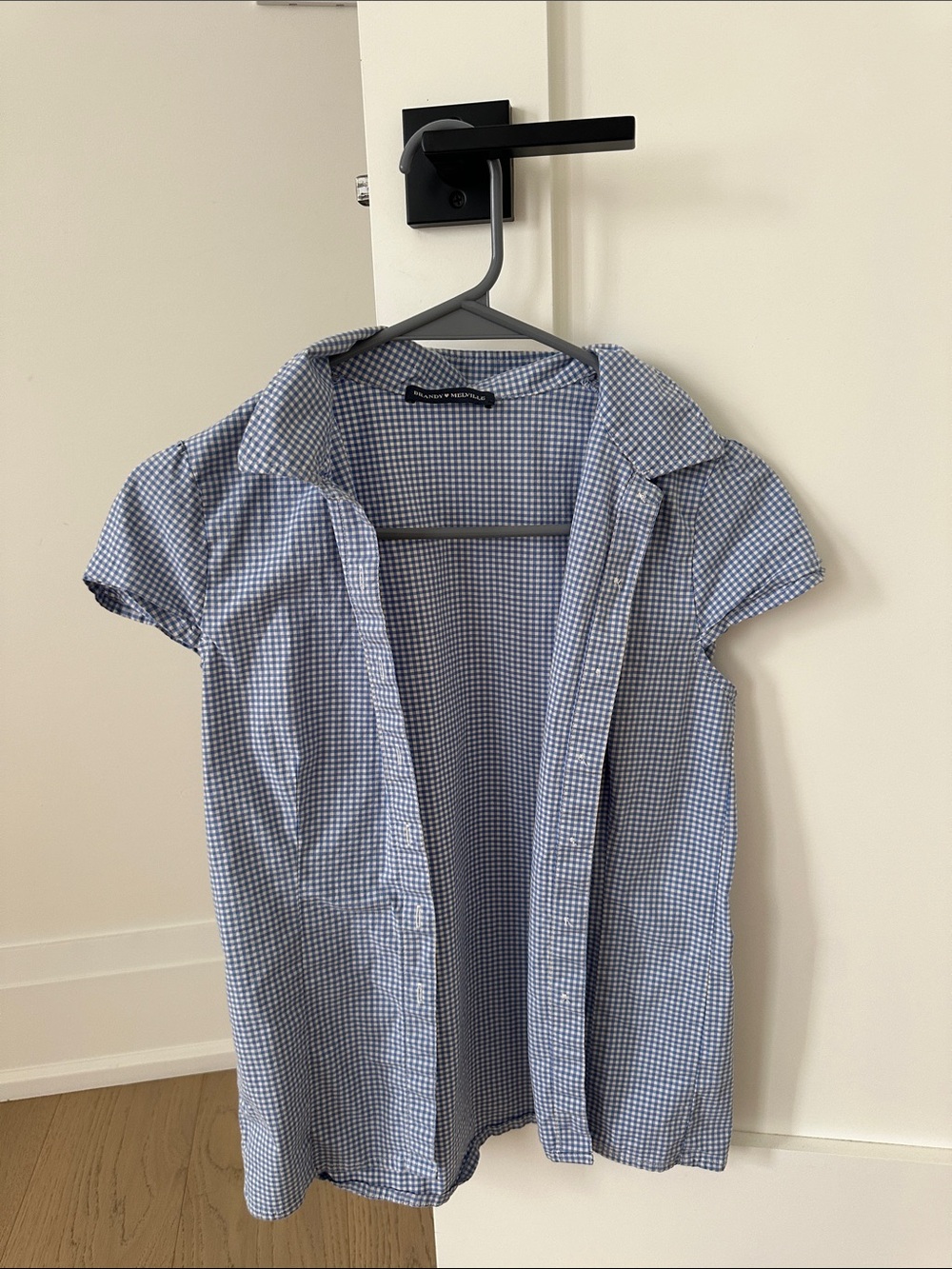 Brandy Melville Blue Gingham Short-Sleeve Shirt
